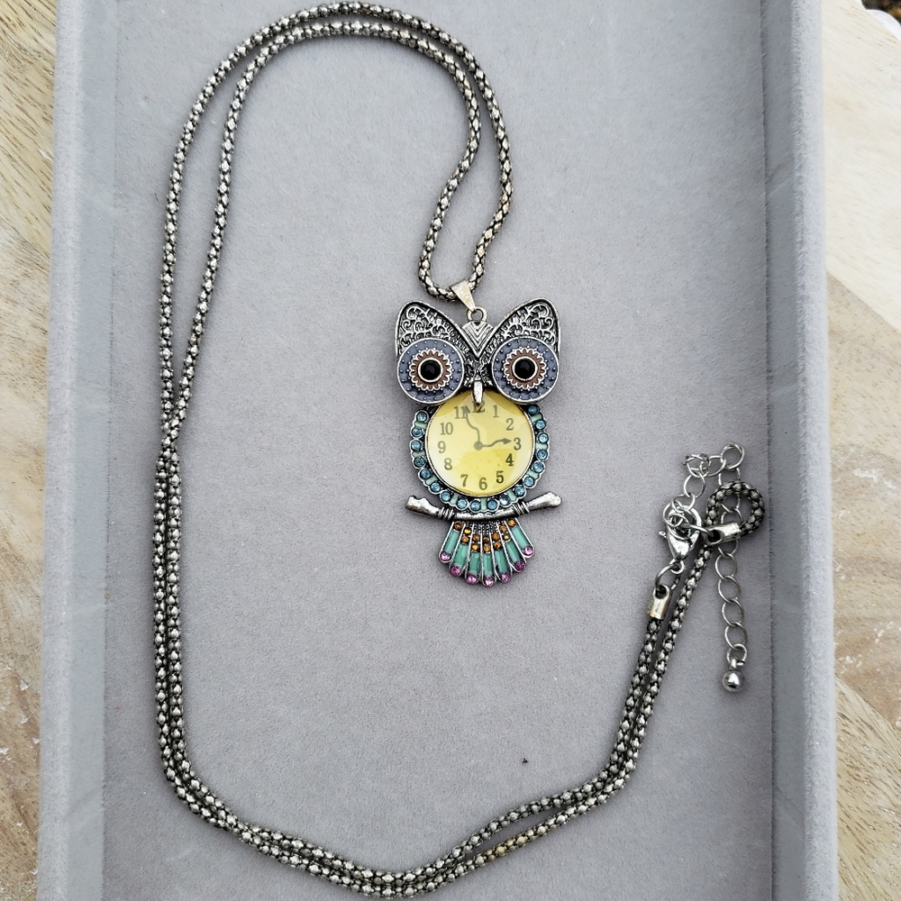10. Owl Pendant Necklace - rope chain - Picture 6 of 8